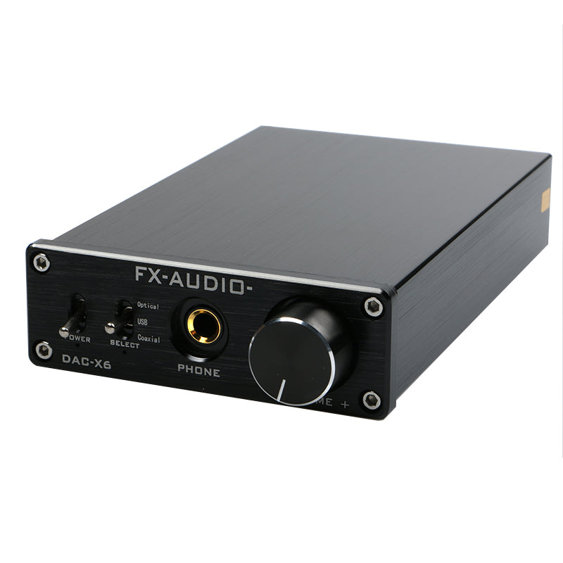FX-Audio DAC-X6 Mini HiFi 2.0 Decodificador de audio digital Entrada DAC  USB/Coaxial/Salida óptica RCA/Amplificador de auriculares 24Bit/96KHz DC12V