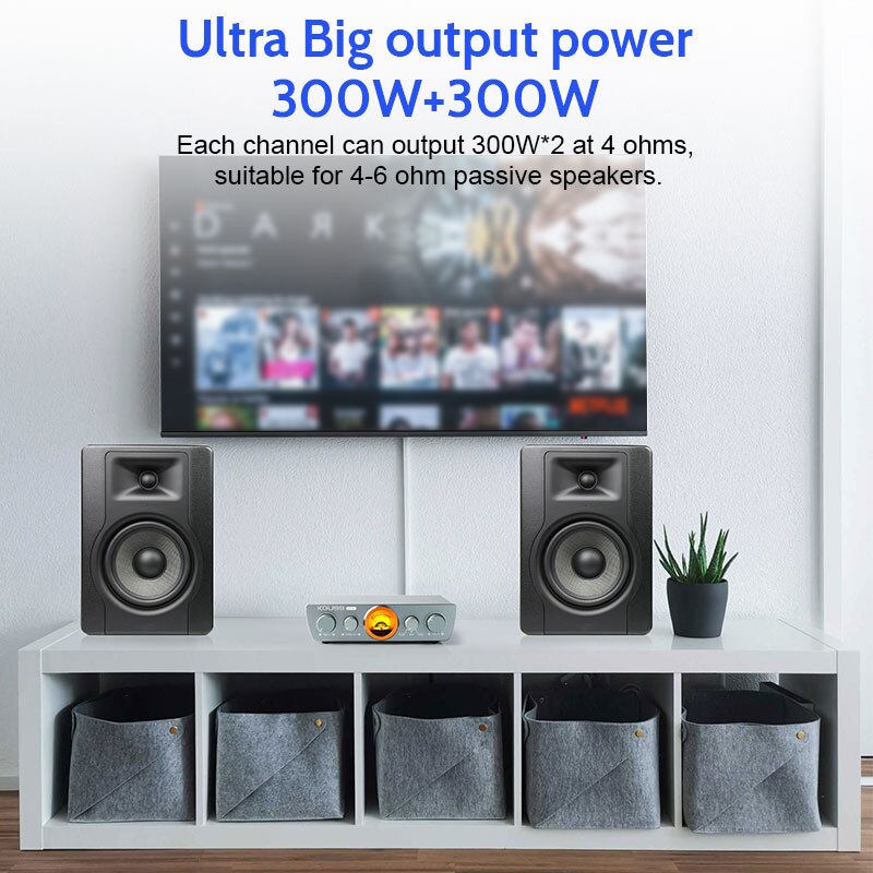 KGUSS GU-X7 300W High power digital power amplifier TPA3255D HIFI 2.1 channel XLR full balance power amplifier with VU meter