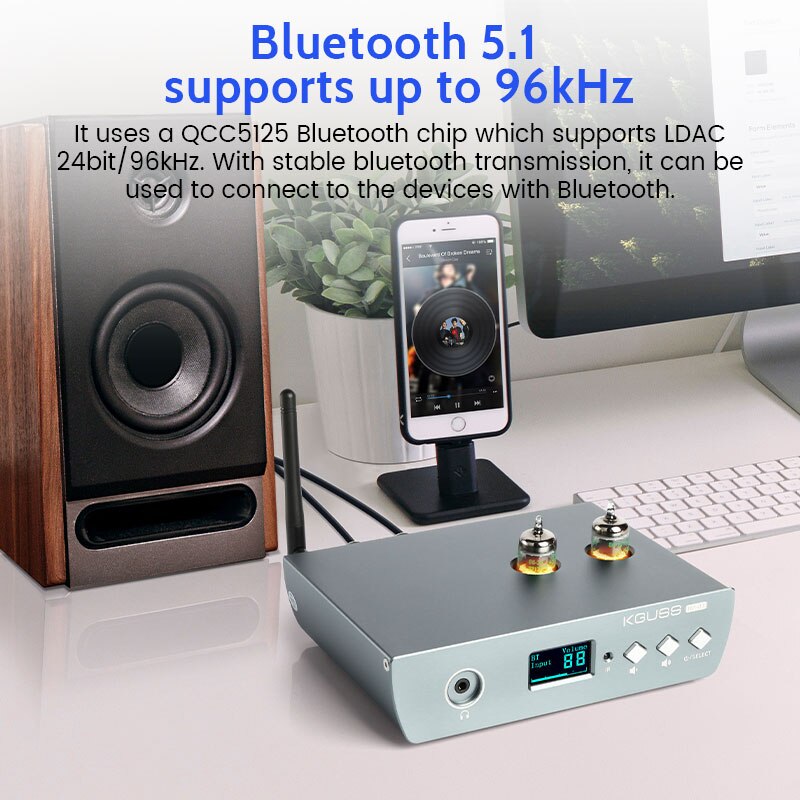 KGUSS HP-03 QCC5125 Bluetooth 5.1 XLR Balanced decoder Headphone amplifier HIFI 5725 tube front amplifier