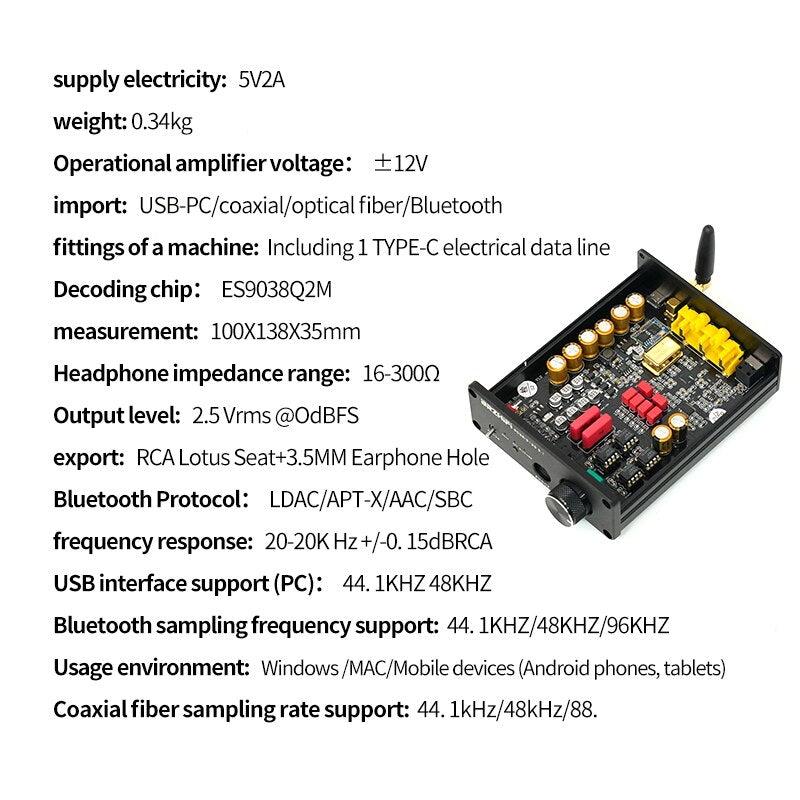 BRZHIFI Power amplifier Bluetooth receiver audio dedicated ES9038 decoding APTX-HD LDAC decoder hifi fever