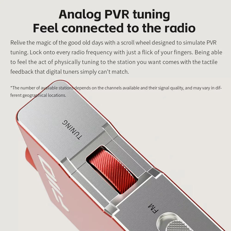 FiiO RR11 Portable HiFi FM Stereo Radio Receiver with analog PVR tuning, BASS+3D sound effects, 64MHz-108MHz