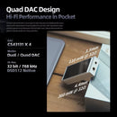 SHANLING UA6 HIFI Portable USB DAC Headphone Amplifer with 220mAh Battery 4 x CS43131 DACs Hi-Res Audio DSD 512 3.5mm 4.4mm Bal