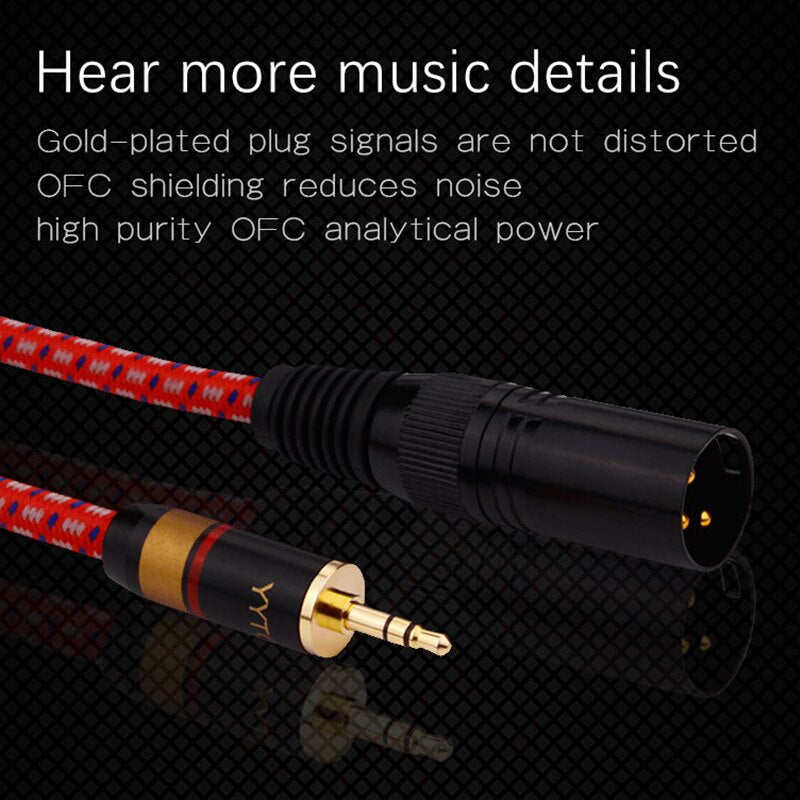 YYTCG 3.5mm Stereo Jack Male to Dual XLR Male OFC Aux Audio Cable Foil+Braided Shielded For Mixer Mixing Console Microphone Amplifier