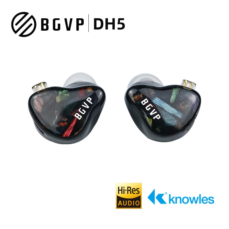 BGVP DH5 BA+DD Hybrid Drive In-Ear Headphone Earplugs Monitor Sport HIFI Music Earphone Earbuds Detachable Cable 0.78MM