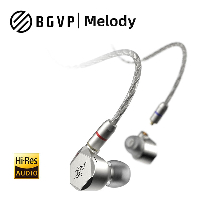 BGVP Melody Earphones Wired In Ear Monitor Headphone 12mm Dynamic IEM Hi-Fi Earbuds MMCX Interface 3 in 1 Cable 2.5/3.5/4.4mm