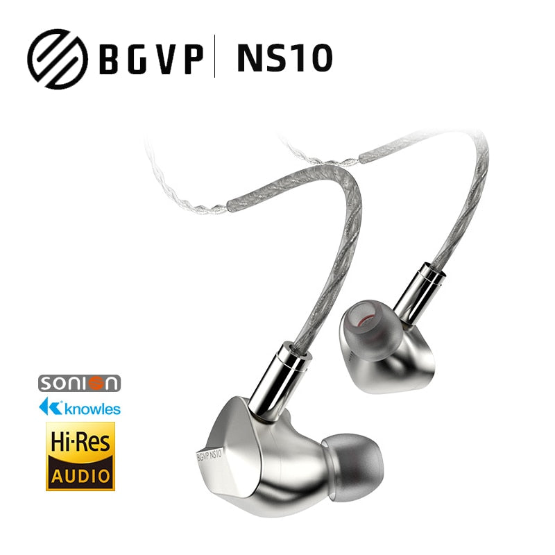 BGVP NS10 Headphones 8BA+2DD Hybrid In Ear Wired Earbud HIFI Monitor Earphone With 3-in-1 Replaceable Plug MMCX Cable