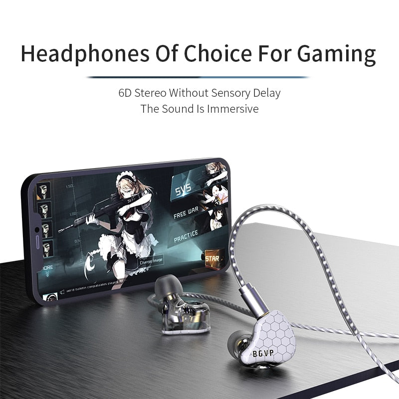 BGVP Scale Earphone Dual Dynamic Driver IEM Headphone with Interchangeable Cable