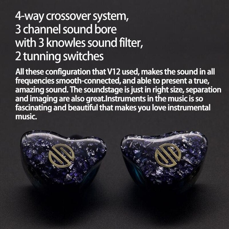 Soion BGVP V12 Earphones Knowles+Soion 12 BA Headphone with 0.78 Detachable