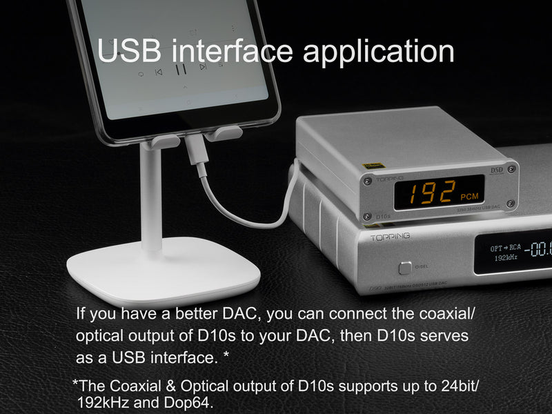 TOPPING D10S MINI USB DAC CSS XMOS XU208 ES9038Q2M OPA2134 DSD 256 PCM 384 Audio Amplifier Decoder