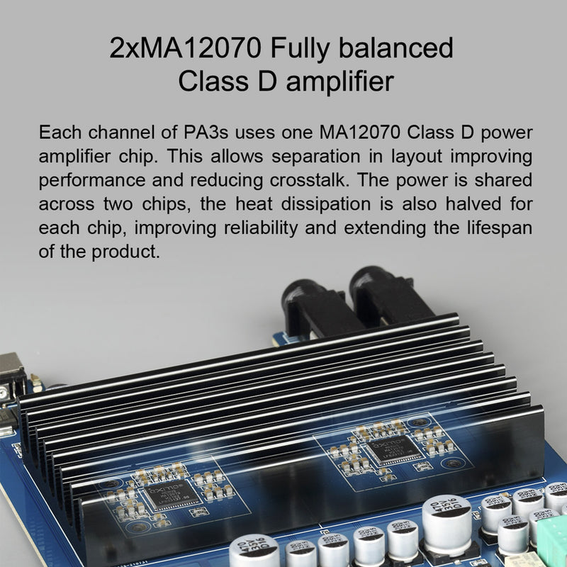 TOPPING PA3S Power Amplifier 2xMA12070 Fully Balanced Class D Amplifier 80W*2