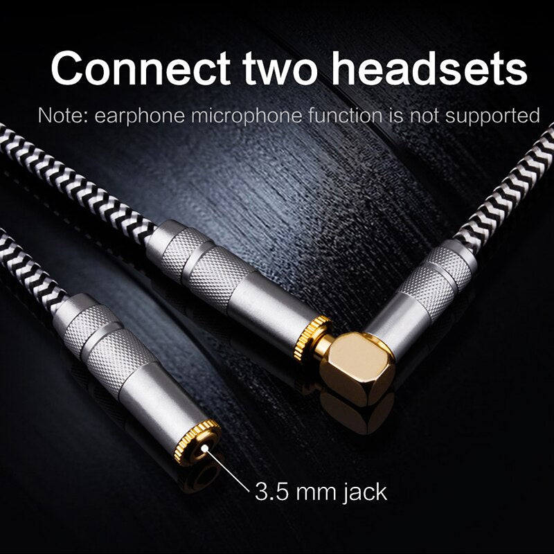 YYTCG Headphone Extension Cable Jack 3.5mm Male to 2 Female Aux Audio Cord Headphone Splitter For iPhone Laptop MP3 Headphone Splitter