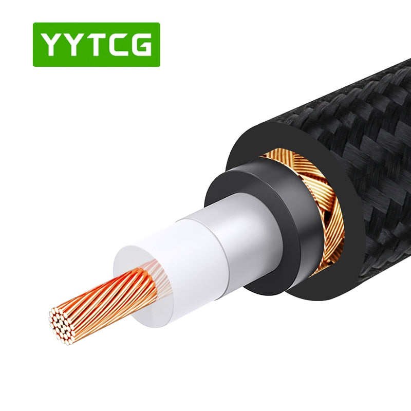YYTCG HiFi Digital Audio Coaxial Cable OD7.0 Premium Stereo Audio Rca to Rca Male Coaxial Cable Speaker Hifi Subwoofer Cable AV TV