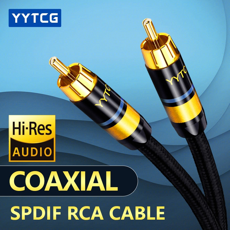 YYTCG HiFi Digital Audio Coaxial Cable OD7.0 Premium Stereo Audio Rca to Rca Male Coaxial Cable Speaker Hifi Subwoofer Cable AV TV