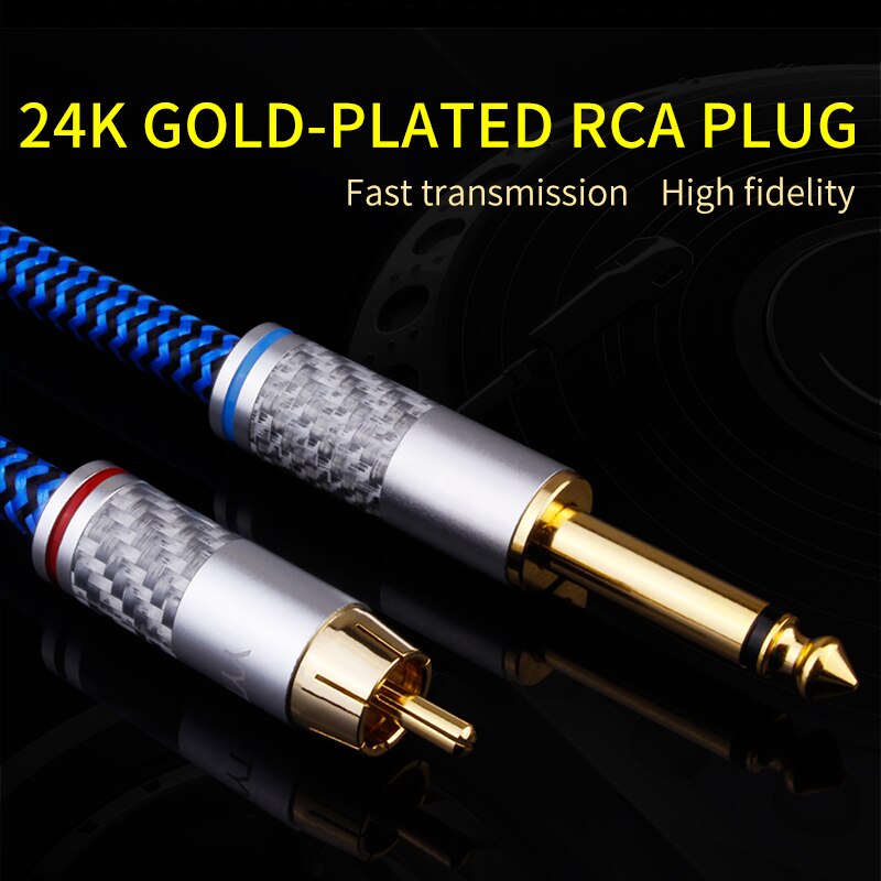 YYTCG Hifi 6.35mm to RCA Cable for Mixer Console Amplifier 1 pair High Quality 4N OFC Dual 6.35mm Male to Dual RCA Male Audio Cable