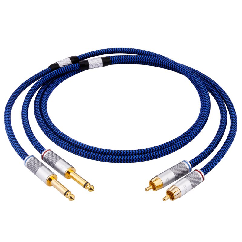 YYTCG Hifi 6.35mm to RCA Cable for Mixer Console Amplifier 1 pair High Quality 4N OFC Dual 6.35mm Male to Dual RCA Male Audio Cable