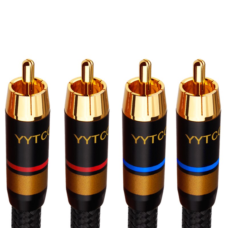 High Quality 6N OFC Line Male-Male 2RCA audio Cable 4 RCA Plug Connector TV DAC signal Wire professional for AMP DVD player