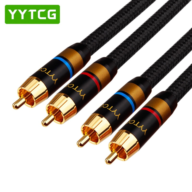 High Quality 6N OFC Line Male-Male 2RCA audio Cable 4 RCA Plug Connector TV DAC signal Wire professional for AMP DVD player