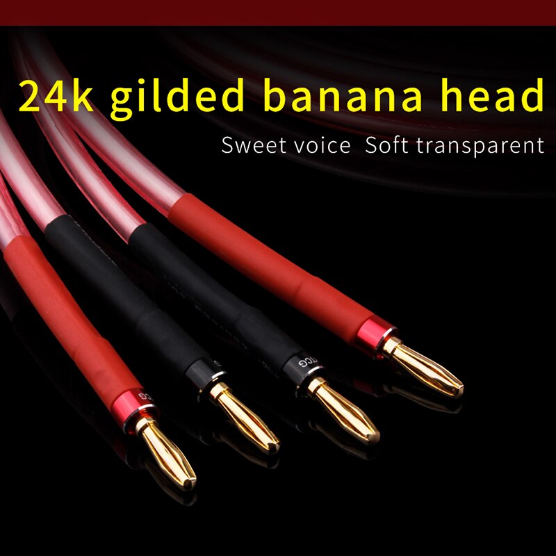 YYTCG One Pair oxygen-free Copper OFC¡ê?Audio HiFi Speaker Cable Banana Plug to Banana Plug Speaker Cable Center Audio Speaker Cable
