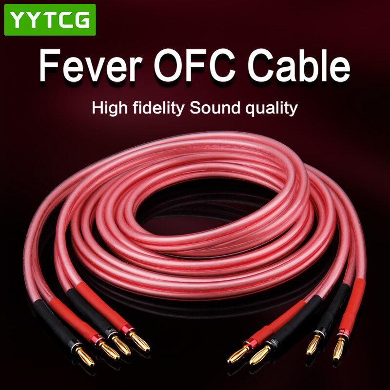 YYTCG One Pair oxygen-free Copper OFC¡ê?Audio HiFi Speaker Cable Banana Plug to Banana Plug Speaker Cable Center Audio Speaker Cable