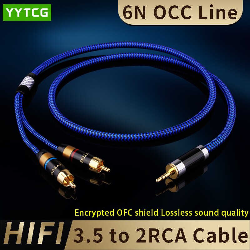 YYTCG RCA Audio Cable AUX 3.5mm Jack to 2RCA Male Adapter Splitter Audio Cable For Laptop Computer MP3 TV Subwoofer Amplifier Speaker