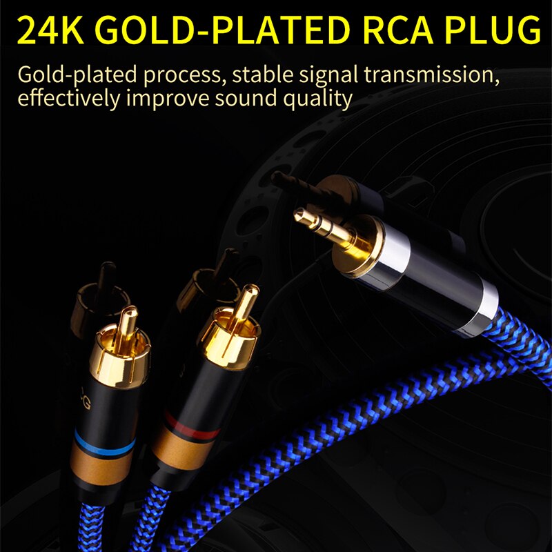 YYTCG RCA Audio Cable AUX 3.5mm Jack to 2RCA Male Adapter Splitter Audio Cable For Laptop Computer MP3 TV Subwoofer Amplifier Speaker