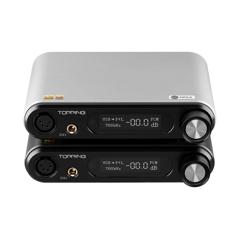 TOPPING DX5 USB DAC & Headphone Amplifier MQA Decoder 2 * ES9068AS XMOS DSD512&PCM768kHz QCC5125 Bluetooth LDAC AMP