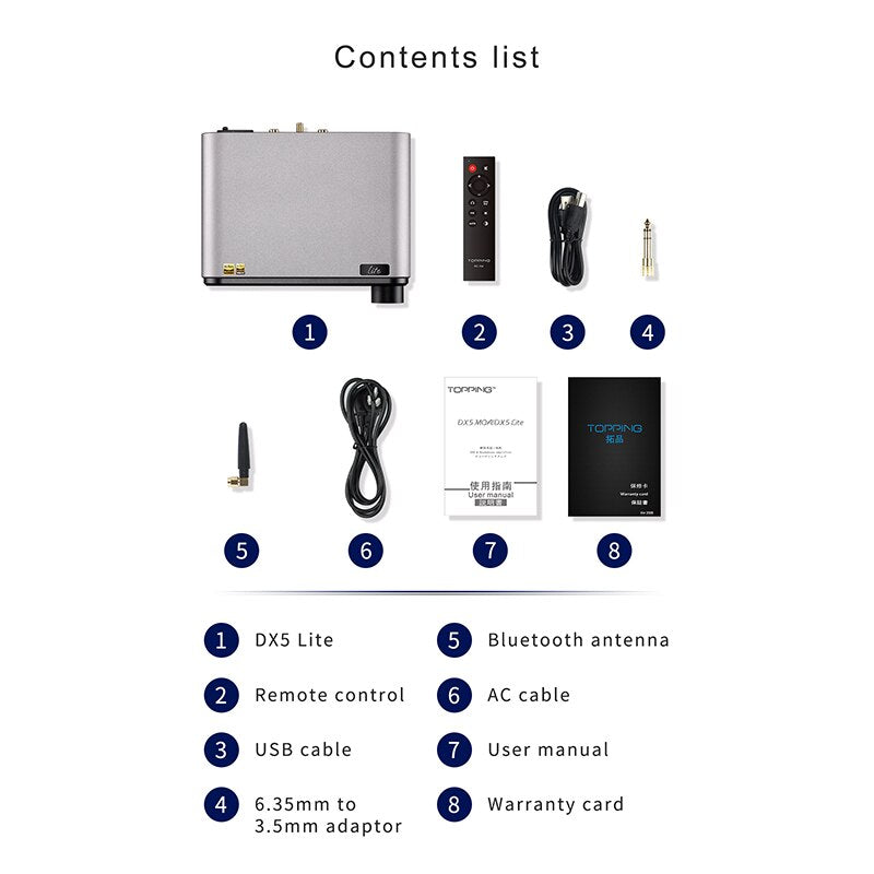 TOPPING DX5 Lite Decoder ES9068AS*2 DAC Headphone Amplifier DSD512 768kHz LDAC/USB/OPTICAL/COAXIAL Input XLR/RCA/6.35mm Output