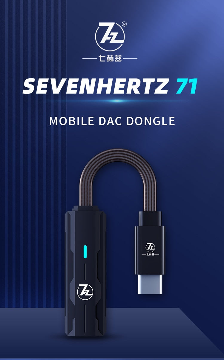 7HZ 71 Mobile DAC DONGLE AK4377 TYPE-C to 3.5mm Decoder Amplifier Supports DSD Native 128 and PCM 32bit/384kHz