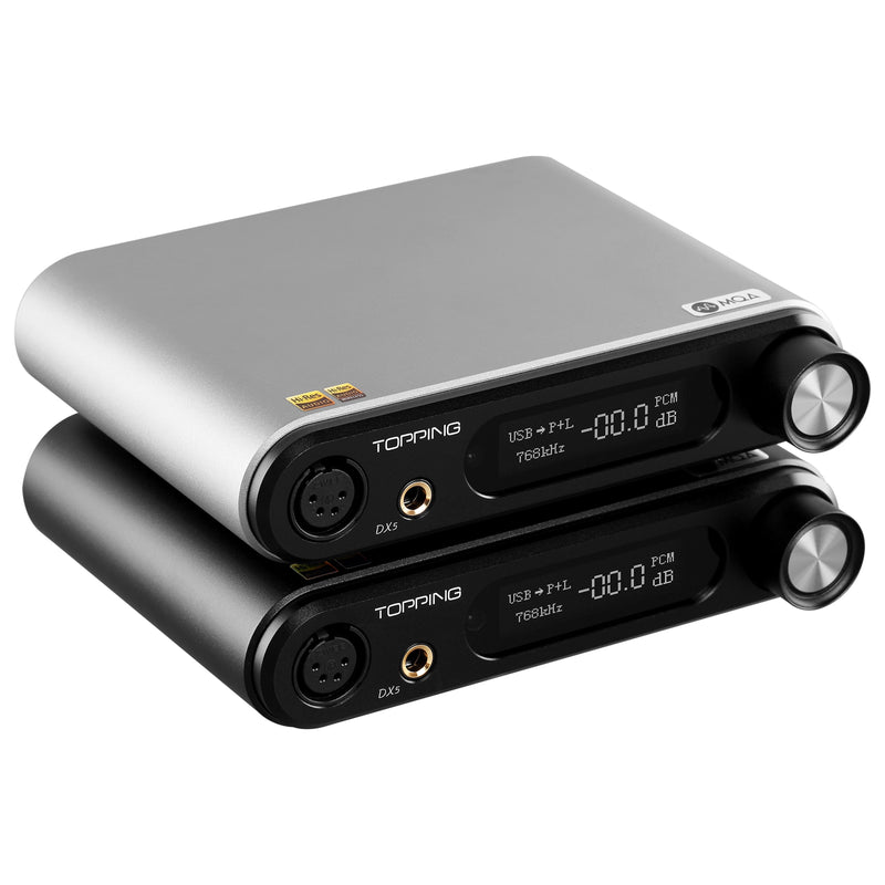 TOPPING DX5 USB DAC & Headphone Amplifier MQA Decoder 2 * ES9068AS XMOS DSD512&PCM768kHz QCC5125 Bluetooth LDAC AMP