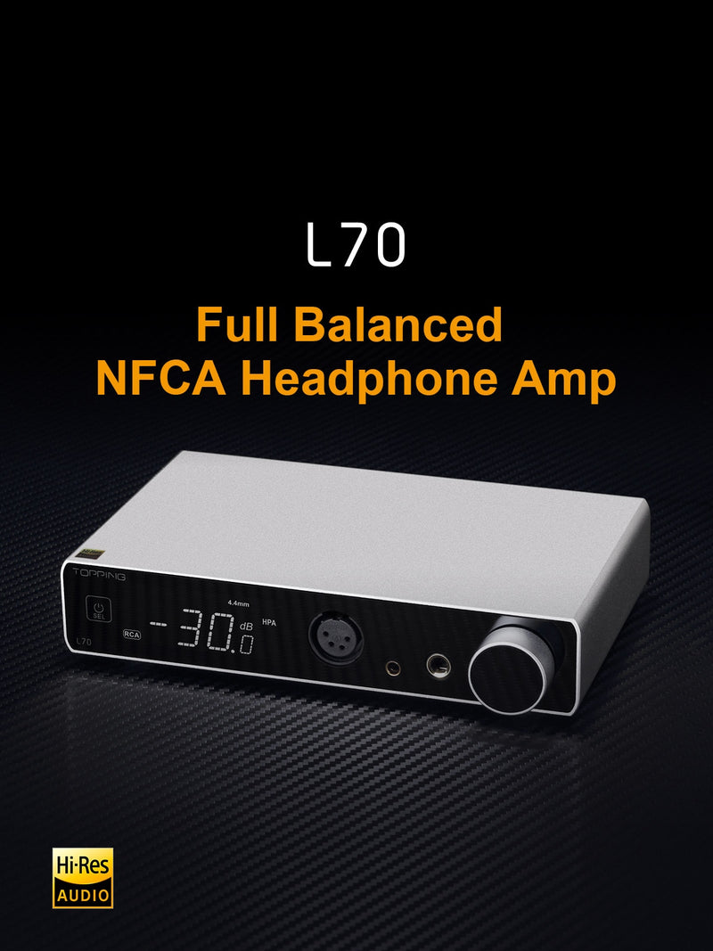 TOPPING L70 Full Balanced NFCA Headphone Amplifier 4Pin XLR / 4.4 Balanced / 6.35mm SE Output Amp with Remote Control