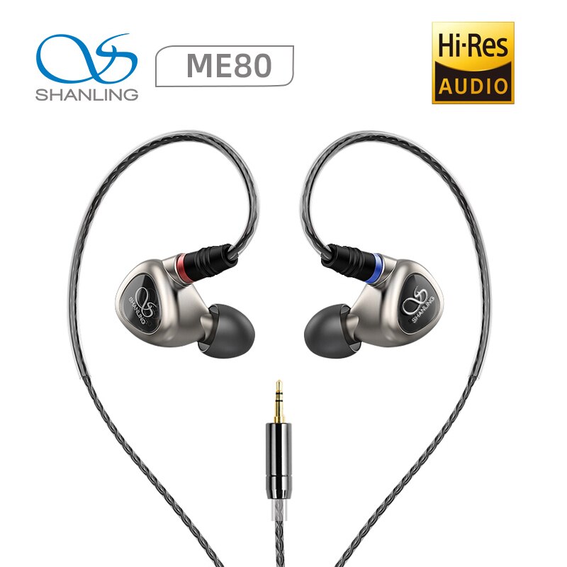 Shanling ME80 In Ear Earphone 10mm Dynamic Driver Headset Hi-Res Audio Earbuds HiFi Earphone with MMCX Connector