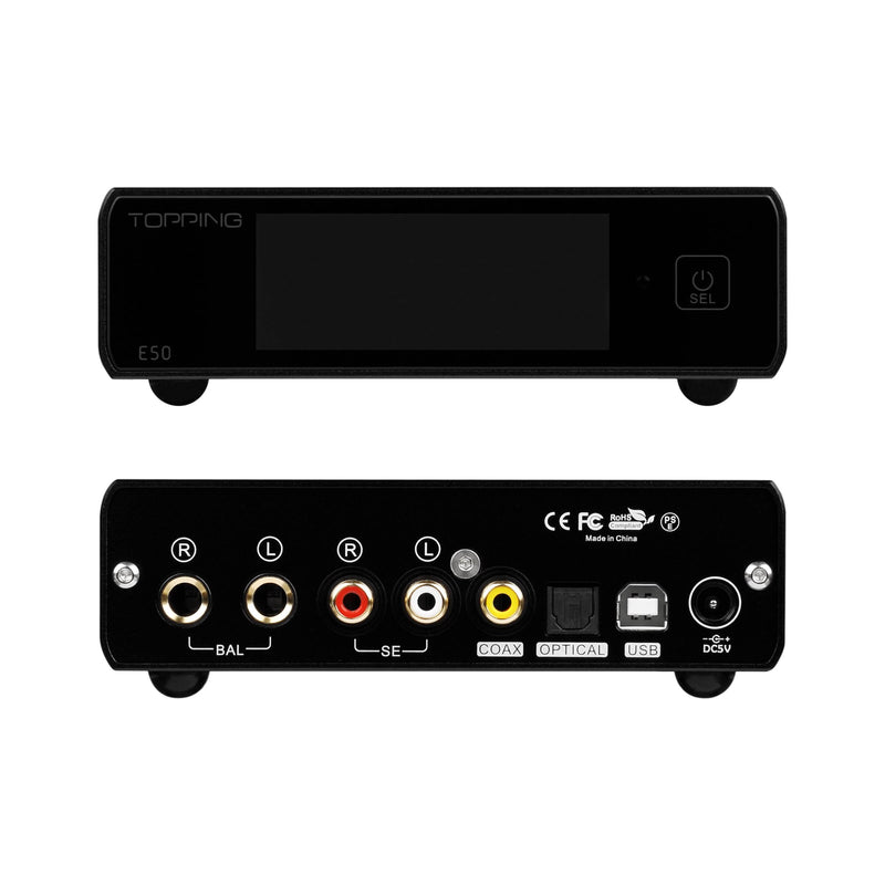 TOPPING E50 USB DAC ES9068AS DSD512 PCM768kHz USB DAC USB/Coax/Opt Inputs RCA/TRS Outputs Decoder for Home Theater Game Music