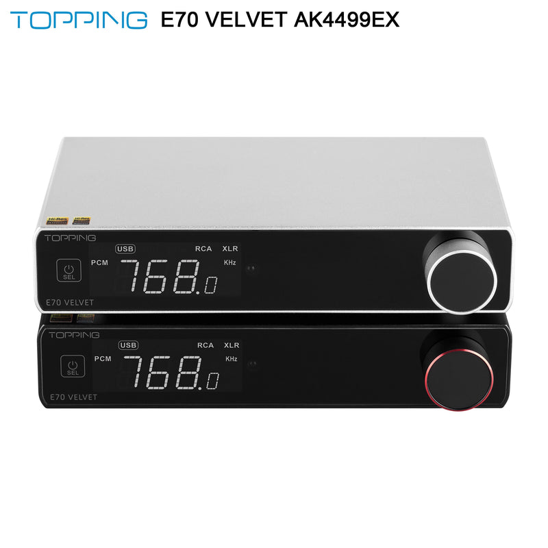TOPPING E70 VELVET USB DAC AK4499EX Decoder XU316 DSD512 PCM768kHz Bluetooth 5.1 LDAC 24Bit/96kHz with Remote Control E70V