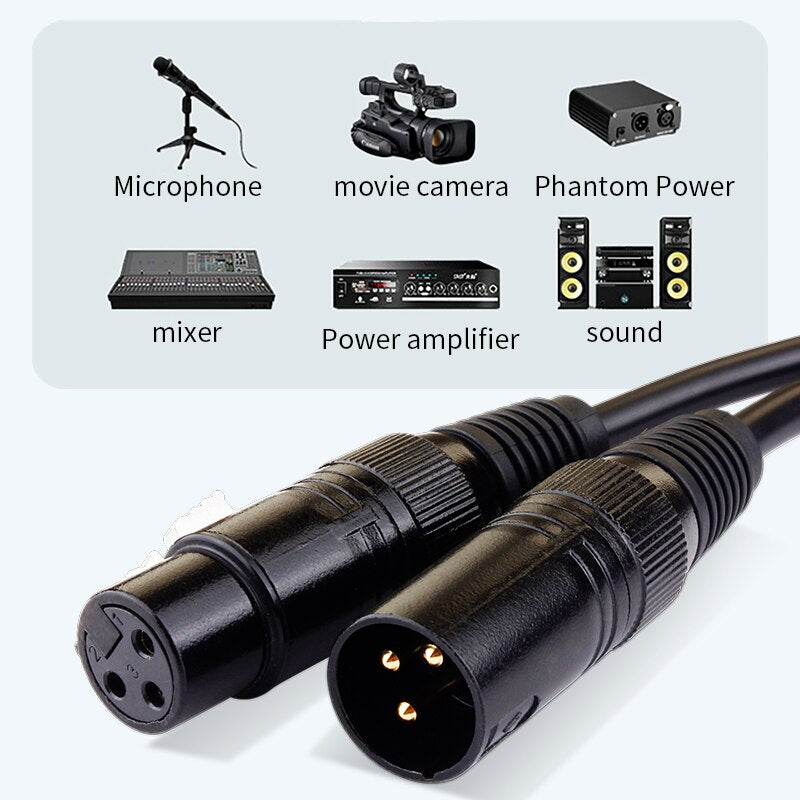 Xlr Cable Male to Female Hifi XLR Cable High Quailty 3 Pin XLR Male to XLR Female Audio Cable Microphone Extension Cable Speaker