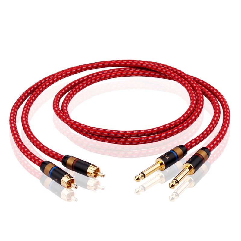 YYTCG 1 pair Hifi 6.35mm to RCA Cable Hifi Audio Cable Dual 6.35mm to Dual RCA for Mixer Console Amplifier Braided Cable