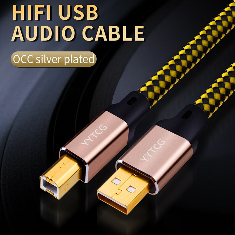 YYTCG 2FT/3FT/5FT HIFI USB Cable DAC A-B Alpha 6N OCC Digital AB Audio A to B high End