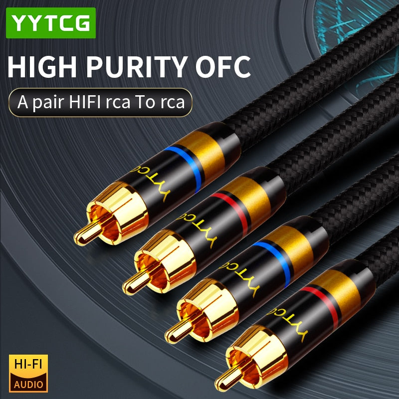 YYTCG 2RCA to 2RCA Interconnect Cable For Amplifier DAC TV DVD High-Performance Premium Hi-Fi Audio Cable HiFi RCA audio Cable