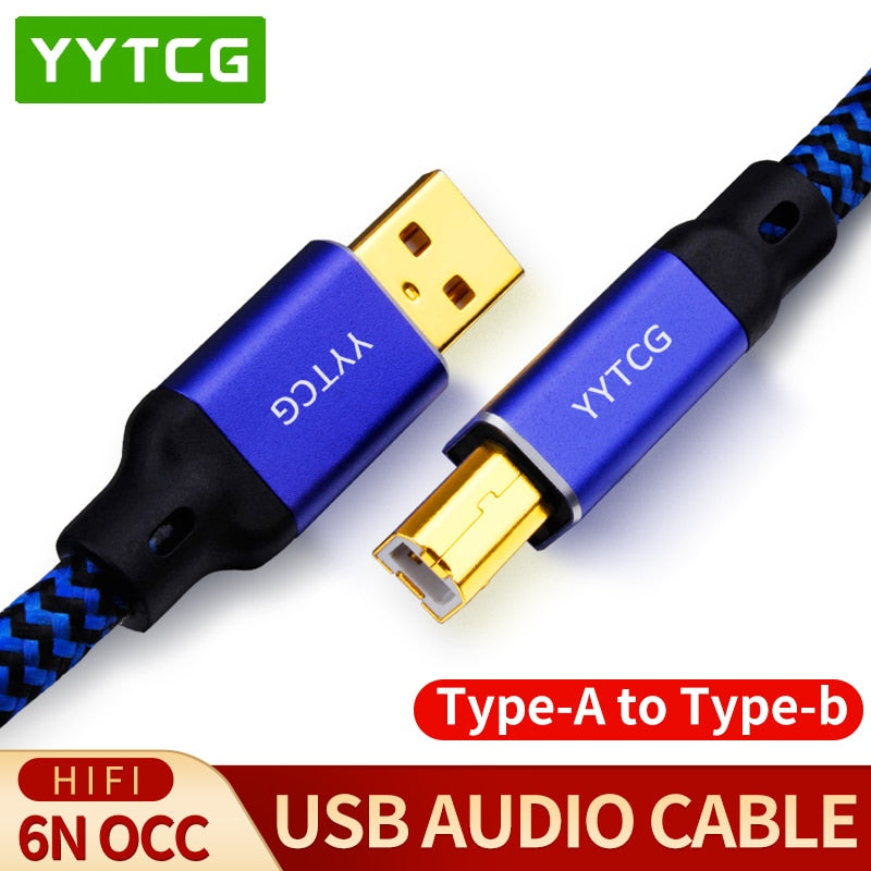 YYTCG Hifi USB Cable DAC A-B Alpha 6N OCC Digital AB Audio A to B high-end Type A to Type B Hifi Data Cable