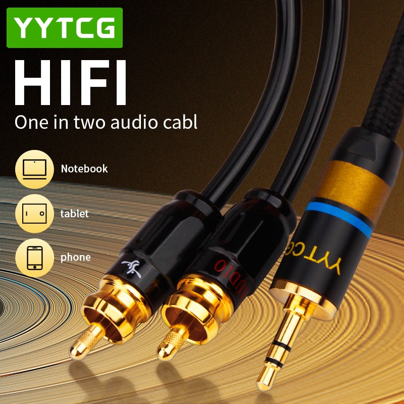 YYTCG RCA Cable HiFi Stereo 3.5mm to 2RCA Audio Cable AUX RCA Jack 3.5 Y Splitter for Amplifiers Audio Home Theater Cable RCA